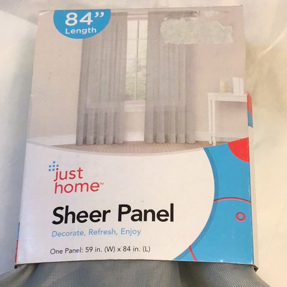 🏖️2/6.00🏖️ Bundle Sale ! Curtain sheer panel 59”x84”, silver/gray, NEW
